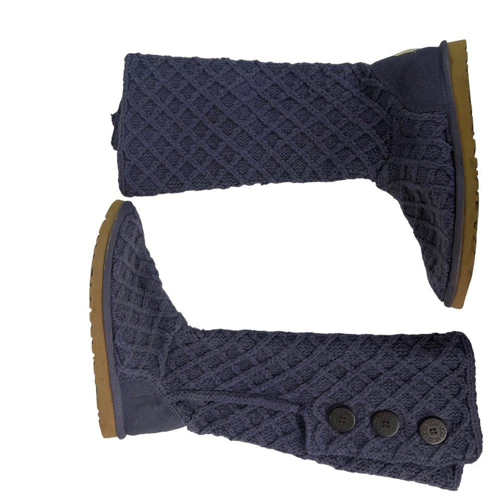 UGG Australia Cardy‎ Knit Button Knee High Boots Purple Women Slip-On Women's 9
